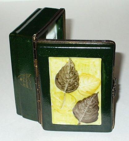 LIMOGES FRANCE 2 BOX SET - CHAMPAGNE CASE - FLUTES &  BOTTLE INSIDE - GRAPE LEAF