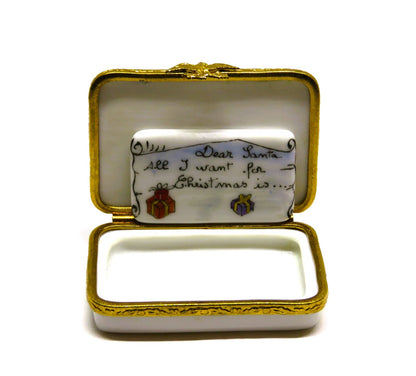 LIMOGES FRANCE BOX - ARTORIA - STAMPED ENVELOPE & LETTER TO SANTA CLAUS - LE 450