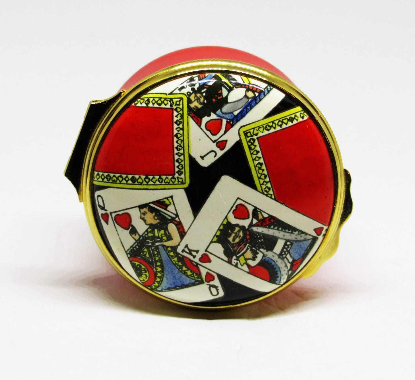 HALCYON DAYS ENGLISH ENAMEL BOX - TIFFANY - PLAYING CARDS - KING & QUEEN & JACK