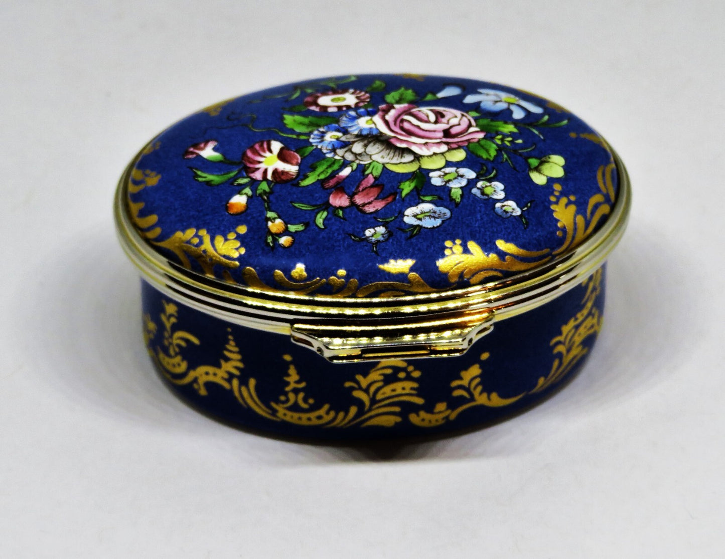 HALCYON DAYS ENGLISH ENAMEL BOX - ANTIQUE LONDON FLORAL - FLOWERS - 18TH CENTURY