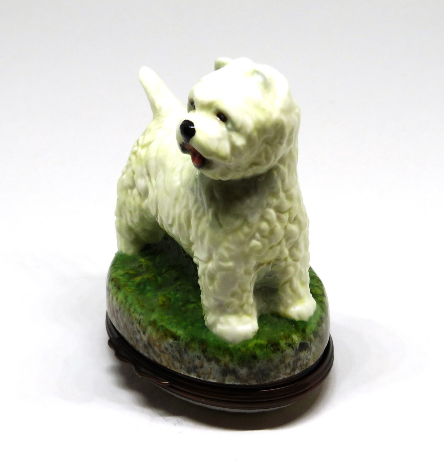 HALCYON DAYS ENGLISH ENAMEL BOX - WEST HIGHLAND TERRIER BONBONNIERE -DOG- PUPPY