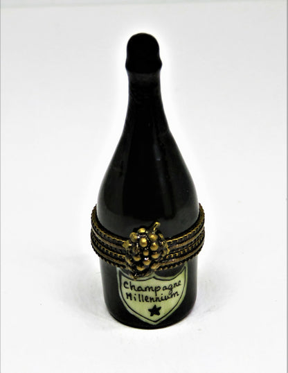 LIMOGES FRANCE 2 BOX SET - CHAMPAGNE CASE - FLUTES &  BOTTLE INSIDE - GRAPE LEAF