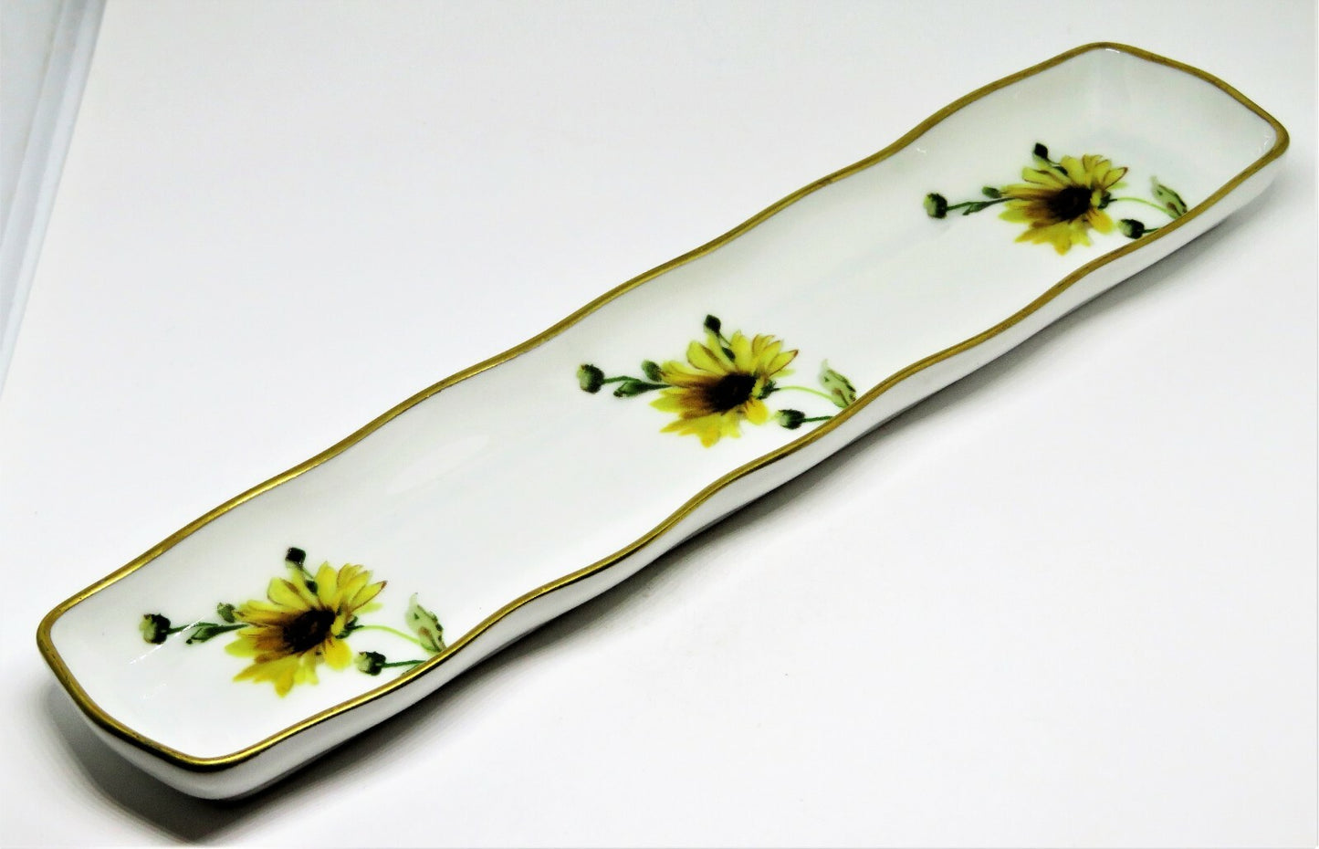LIMOGES FRANCE - TWO RELISH TRAYS - TRINKET DISH - FLOWERS - ROCHARD