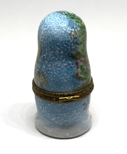 LIMOGES BOX - PARRY-VIEILLE - CHRISTMAS - NESTING SNOWMAN & LADY SET - 2 PIECES