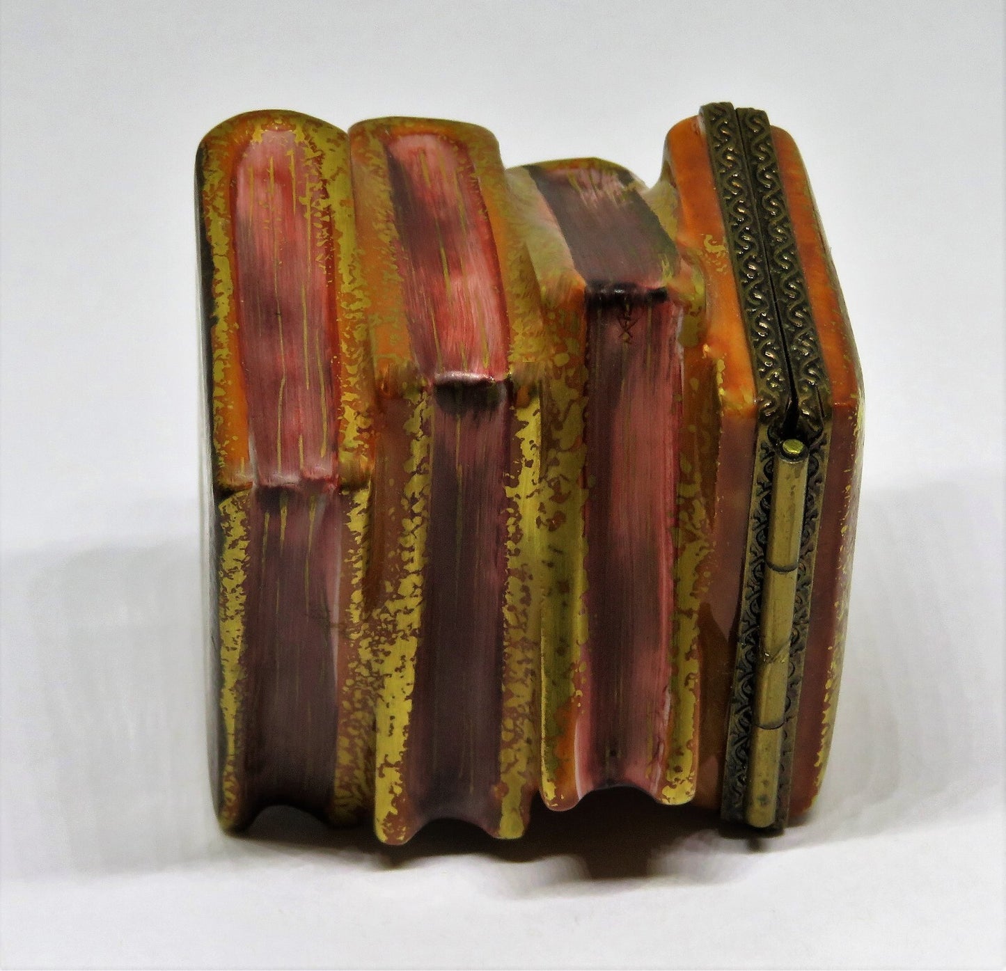 LIMOGES FRANCE BOX - CHAMART - STACK OF ANTIQUE 'LEATHER' BOUND BOOKS