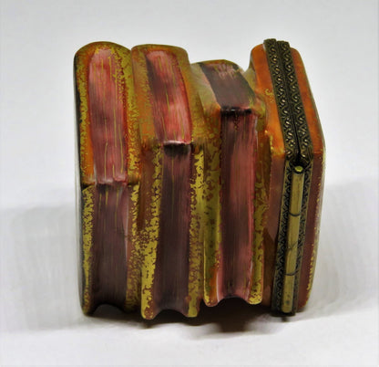 LIMOGES FRANCE BOX - CHAMART - STACK OF ANTIQUE 'LEATHER' BOUND BOOKS