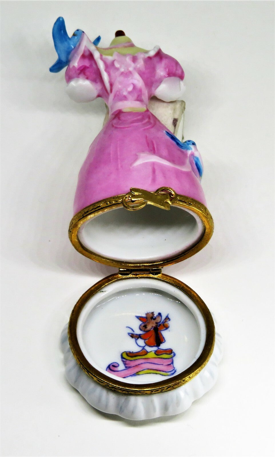 LIMOGES FRANCE BOX - ARTORIA - CINDERELLA GOWN & BIRDS - JAQ THE MOUSE - DISNEY