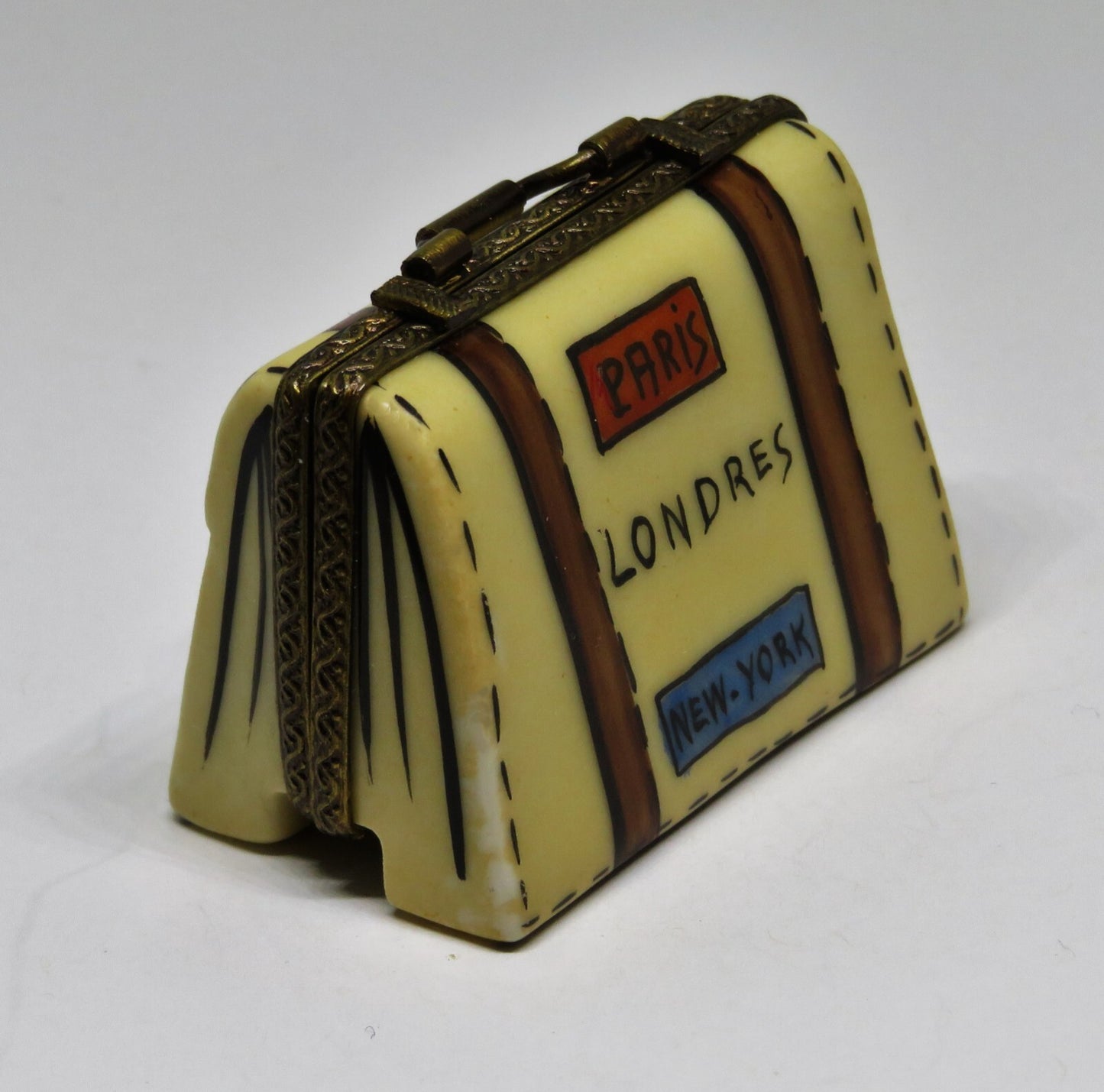 LIMOGES FRANCE BOX - BRIEFCASE & TRAVEL LABELS - PORTFOLIO - FOUNTAIN PEN INSIDE
