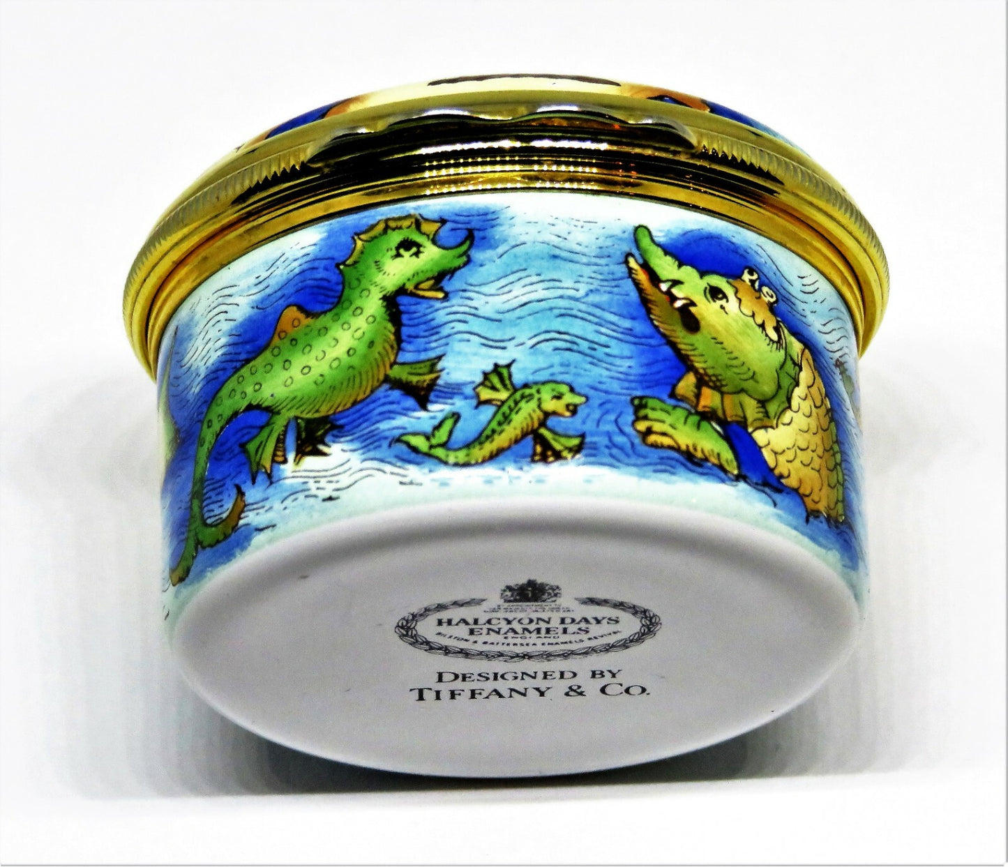 HALCYON DAYS ENAMEL BOX -TIFFANY & CO.- MAP & CHRISTOPHER COLUMBUS SAILING SHIPS