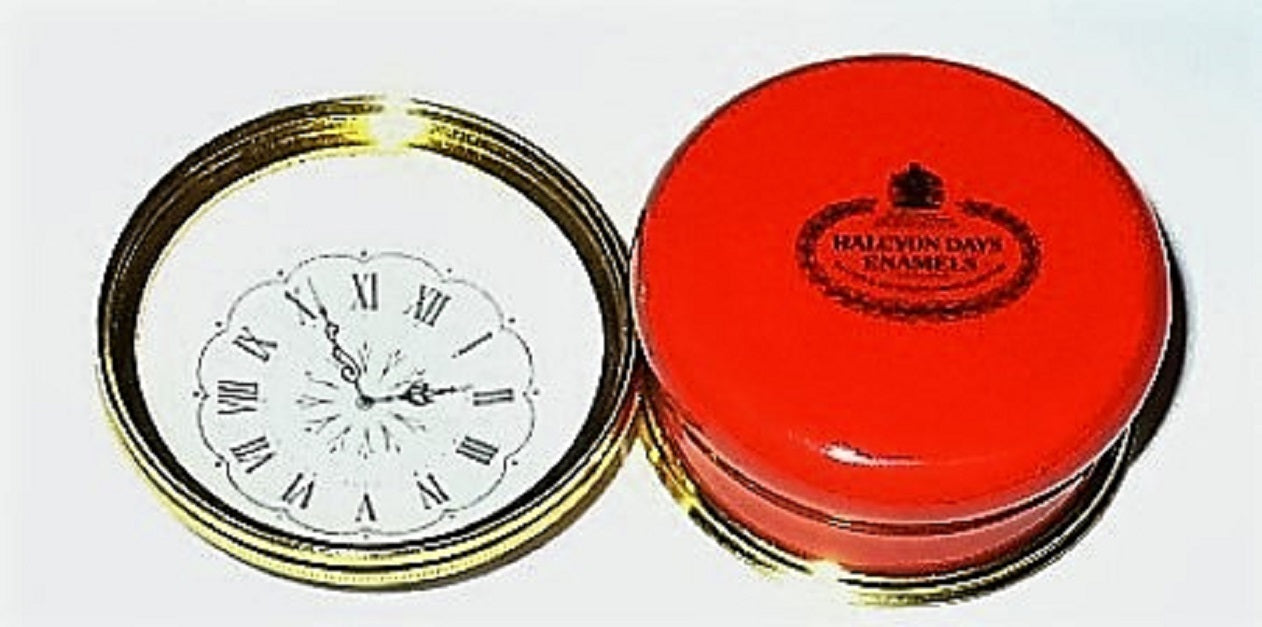 HALCYON DAYS ENAMEL BOX - CLOCK