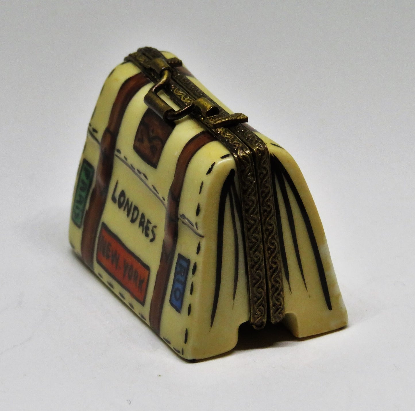 LIMOGES FRANCE BOX - BRIEFCASE & TRAVEL LABELS - PORTFOLIO - FOUNTAIN PEN INSIDE