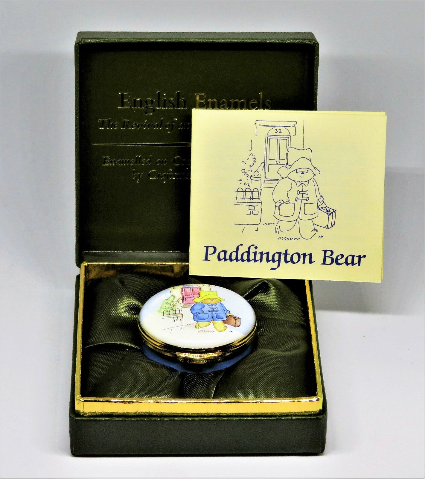 CRUMMLES ENGLISH ENAMEL BOX- PADDINGTON BEAR & SUITCASE - CHILDREN'S BOOKS - MIB
