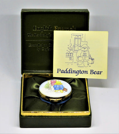 CRUMMLES ENGLISH ENAMEL BOX- PADDINGTON BEAR & SUITCASE - CHILDREN'S BOOKS - MIB