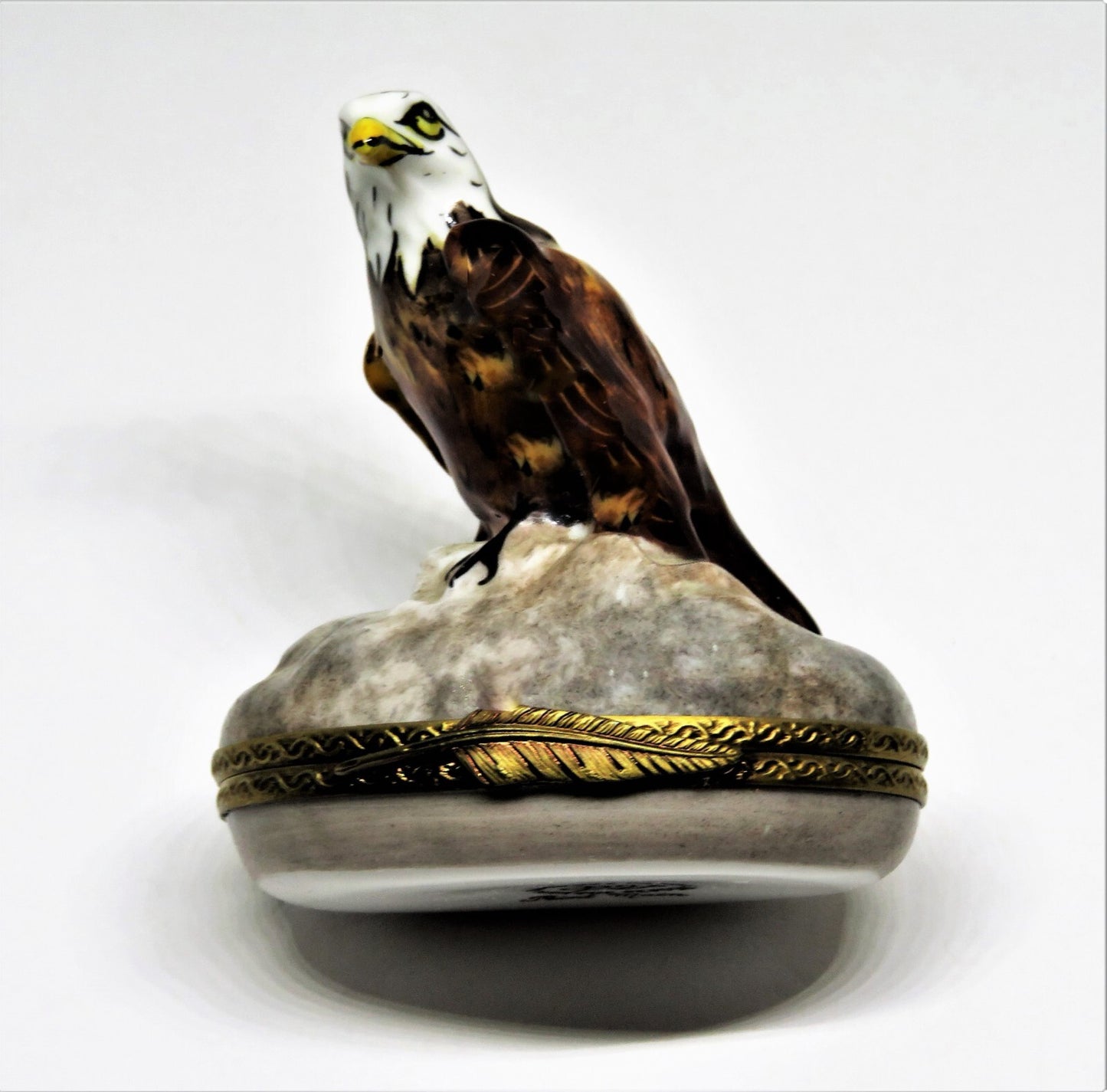 LIMOGES FRANCE BOX - PARRY-VIEILLE - AMERICAN BALD EAGLE - BIRDS - NEST INSIDE