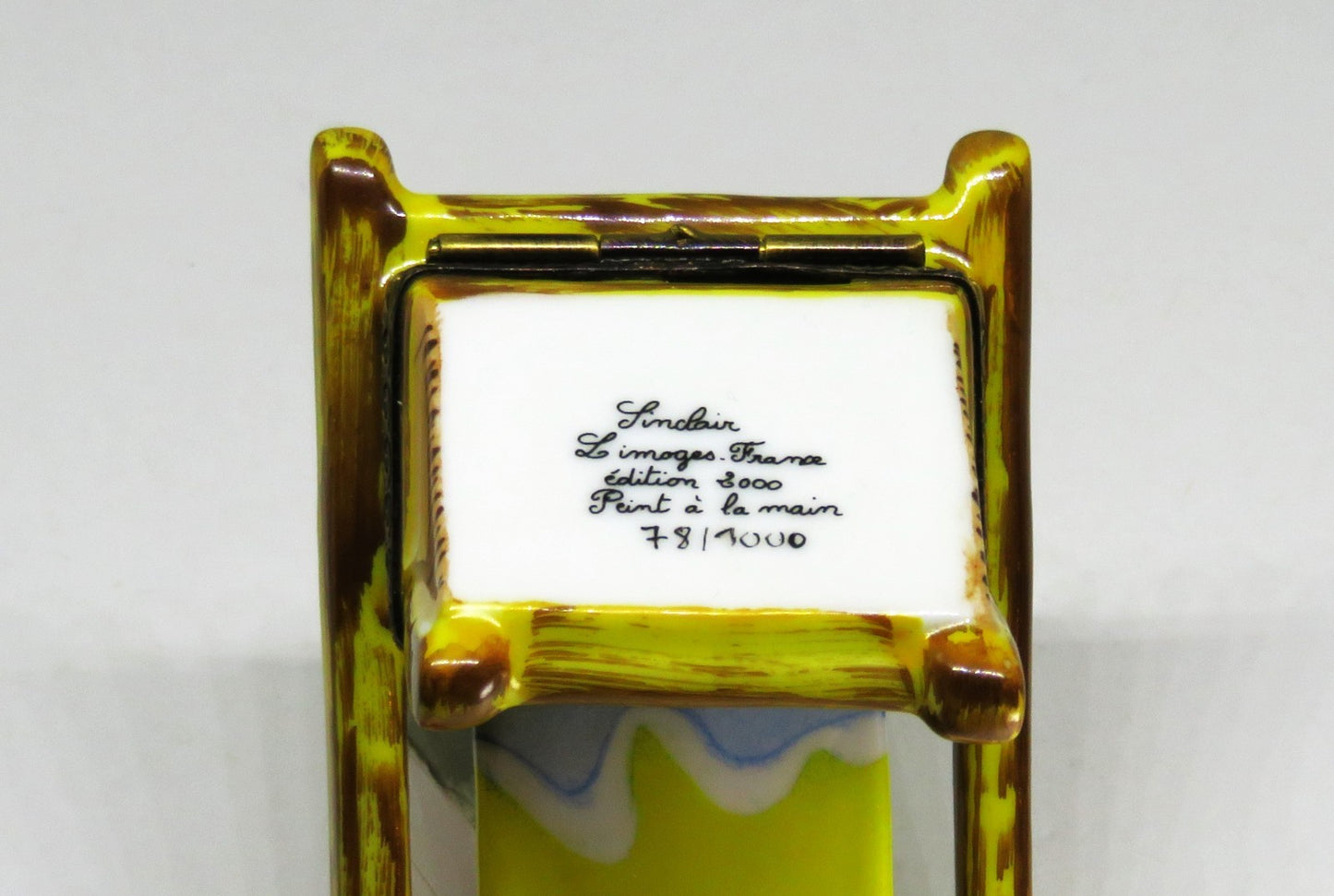 LIMOGES BOX - SINCLAIR - BEACH CHAIR & FISH - 'STRAW' HAT & FLOWER & SUNGLASSES