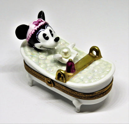 LIMOGES FRANCE BOX - ARTORIA - MINNIE MOUSE TAKING A BUBBLE BATH - DISNEY - LE