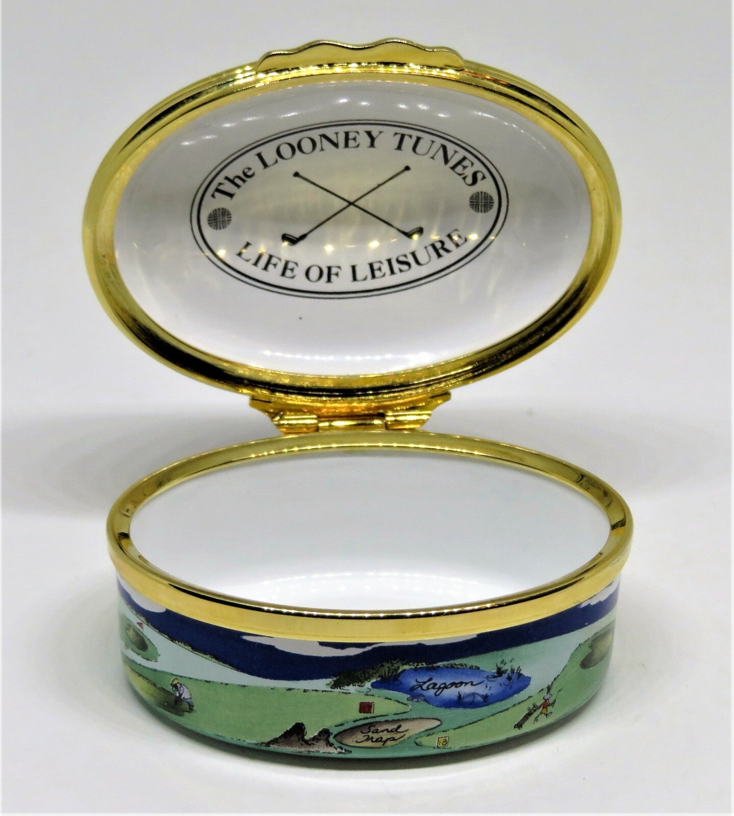 HALCYON DAYS ENAMEL BOX- LOONEY TUNES CARTOON CHARACTERS -WARNER BROTHERS- GOLF