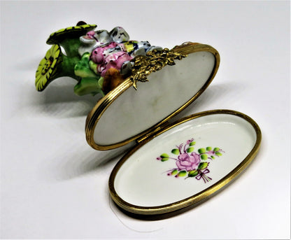 LIMOGES FRANCE BOX - MOUSE COUPLE & SUNFLOWERS - MICE IN LOVE - ANNVERSARY