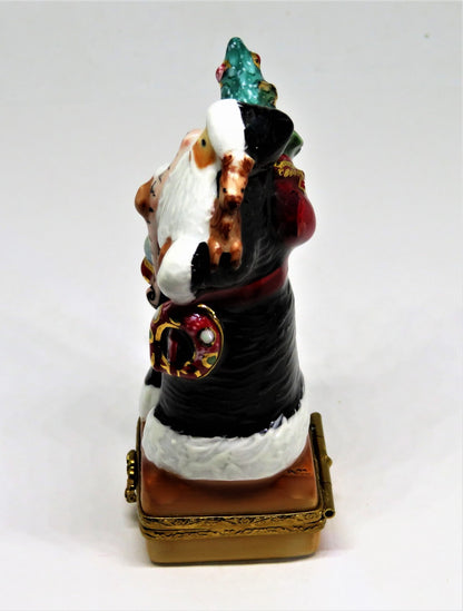LIMOGES FRANCE BOX - CHRISTMAS - SANTA CLAUS - LYNN HANEY - "REINDEER CROSSING"