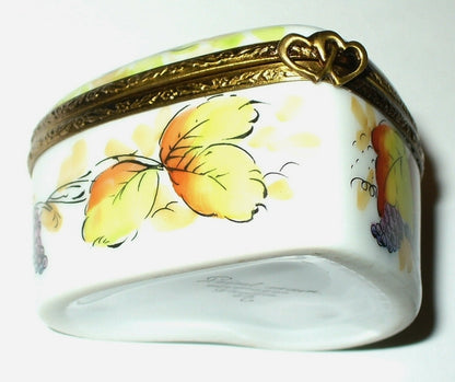 LIMOGES BOX - CUPID HEART - FLOWERS & GRAPES - "YOU & ME" - LOVE - ANNIVERSARY