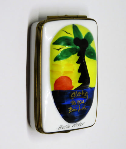 LIMOGES BOX - DUBARRY - PRINCE'S TRUST MASK - BETTE MIDLER - HAWAII BEACH SCENE
