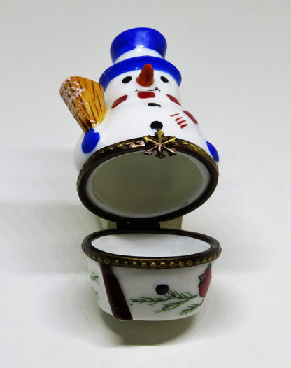 LIMOGES BOX - ROCHARD - CHRISTMAS - NESTING SNOWMAN SET - 2 BOXES - 3 PIECES