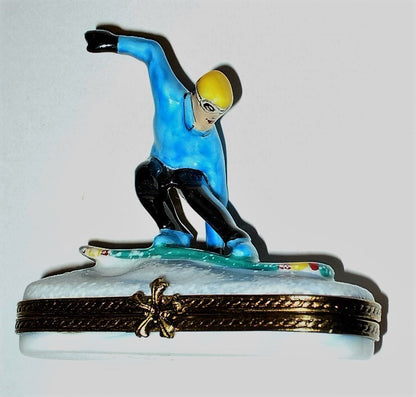 LIMOGES FRANCE BOX - ROCHARD - SNOWBOARDING - SNOWFLAKE -SPORTS- WINTER OLYMPICS