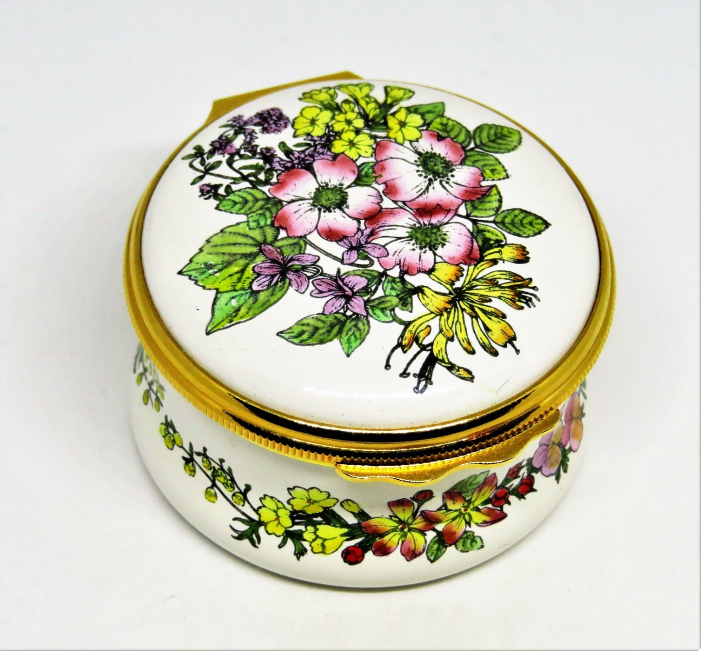 HALCYON DAYS ENAMEL BOX - FLOWERS FROM A "MIDSUMMER NIGHT'S DREAM" - SHAKESPEARE