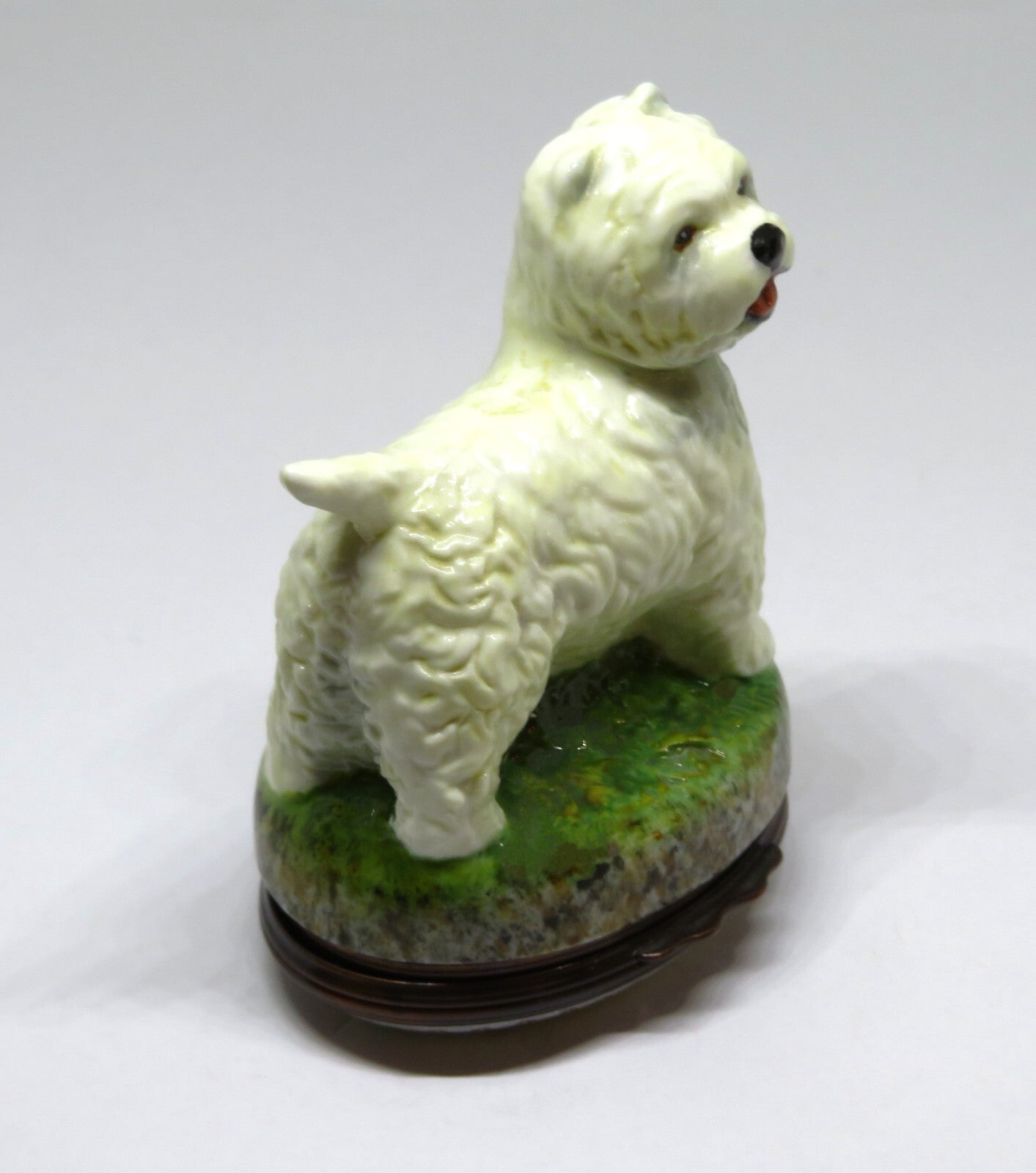 HALCYON DAYS ENGLISH ENAMEL BOX - WEST HIGHLAND TERRIER BONBONNIERE -DOG- PUPPY