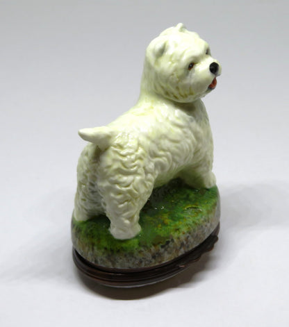 HALCYON DAYS ENGLISH ENAMEL BOX - WEST HIGHLAND TERRIER BONBONNIERE -DOG- PUPPY