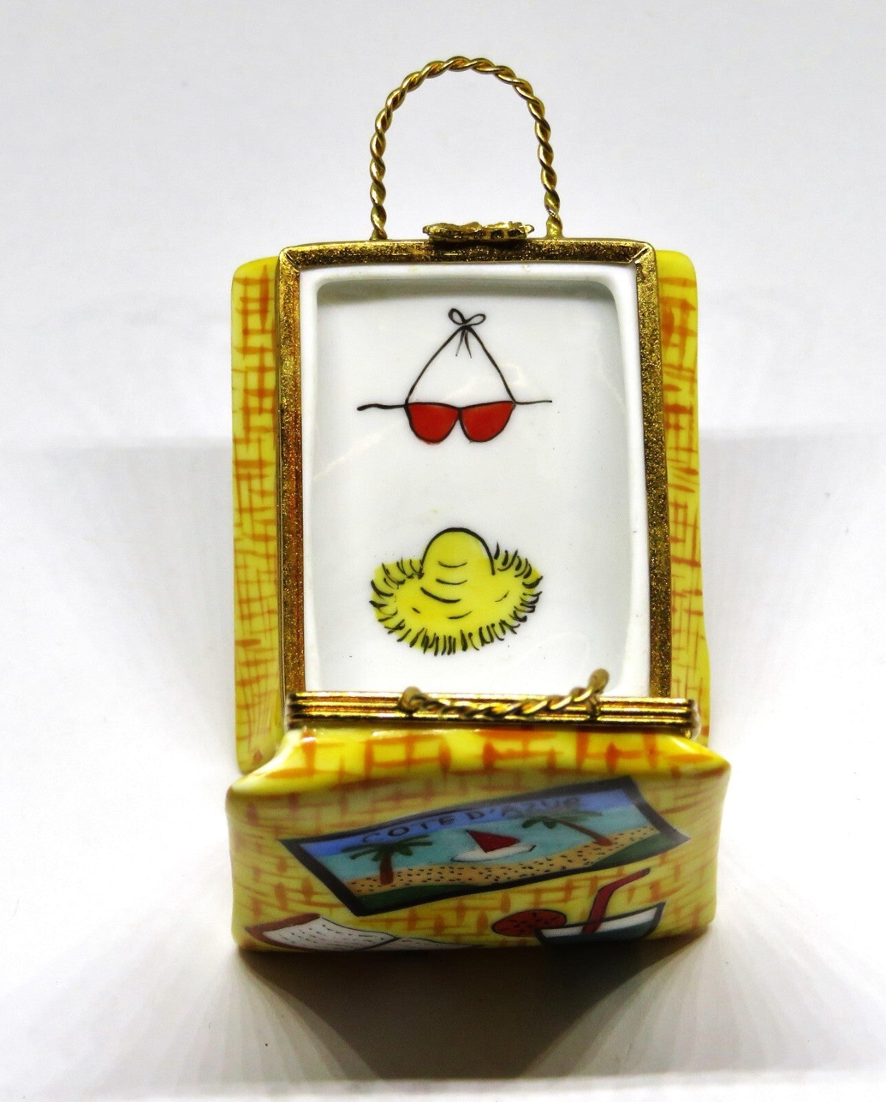 LIMOGES BOX~ LIMOGES IMPORTS ~ STRAW BEACH BAG ~ PURSE/TOTE BAG ~ FRENCH RIVIERA