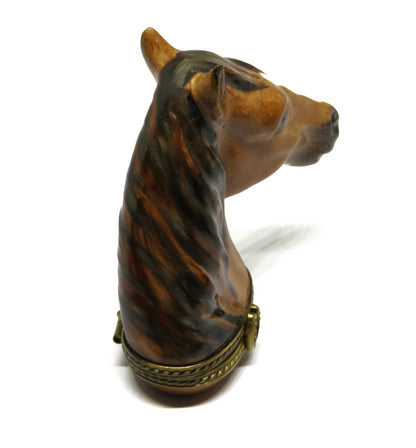 LIMOGES FRANCE BOX - CHAMART - HORSE'S HEAD BUST - EQUESTRIAN - HORSESHOE CLASP