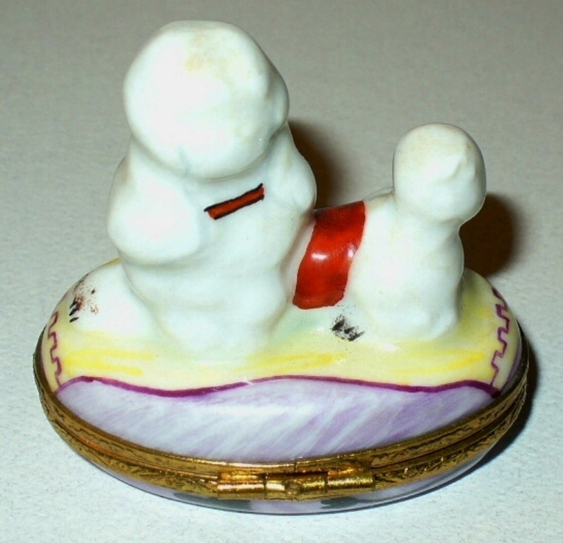 LIMOGES FRANCE BOX - WHITE FRENCH POODLE & GROOMING ACCESSORIES - DOG - PUPPY