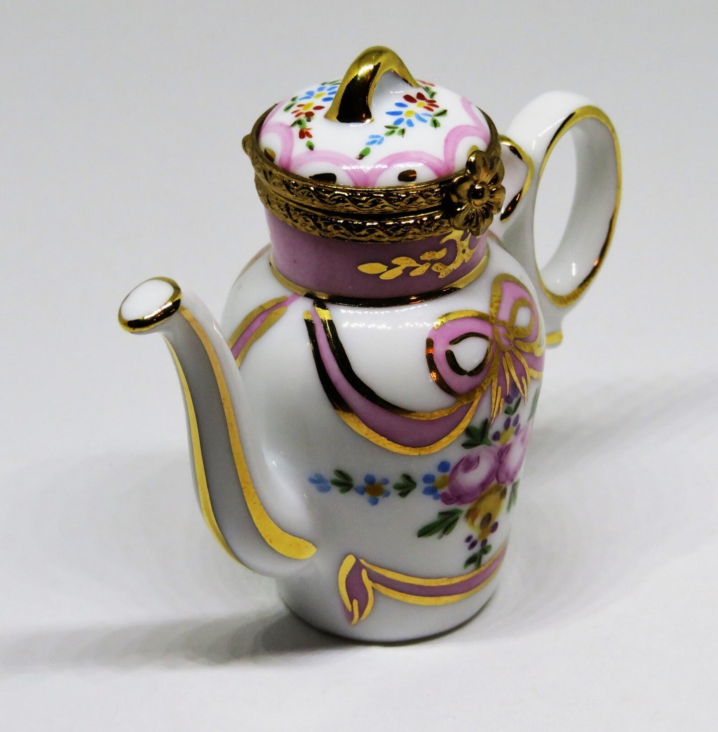LIMOGES FRANCE BOX ~ ROCHARD ~ FLORAL TEAPOT ~ ROSES ~ TEA POT ~ COFFEE POT