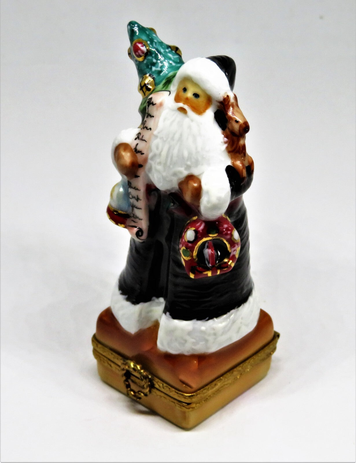 LIMOGES FRANCE BOX - CHRISTMAS - SANTA CLAUS - LYNN HANEY - "REINDEER CROSSING"