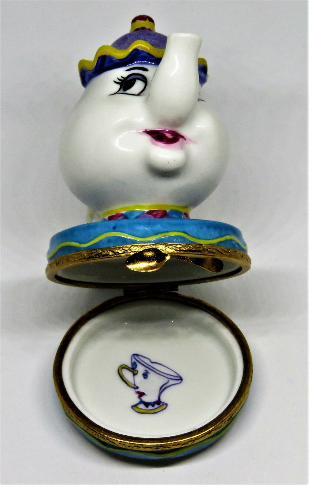LIMOGES FRANCE BOX - ARTORIA - MRS. POTTS - "BEAUTY AND THE BEAST" - DISNEY - LE