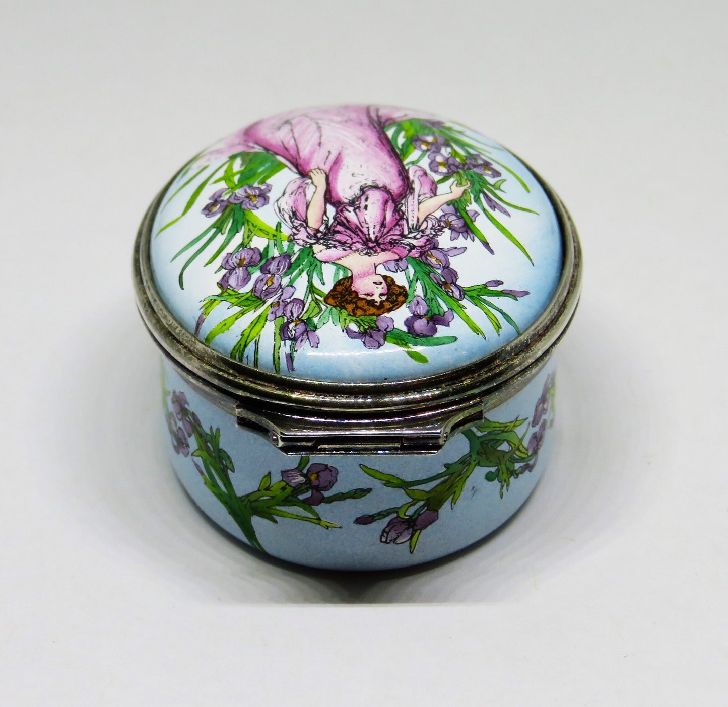 HALCYON DAYS ENAMEL BOX - ACTRESS SARAH BERNHARDT -IRISES- ALPHONSE MUCHA POSTER