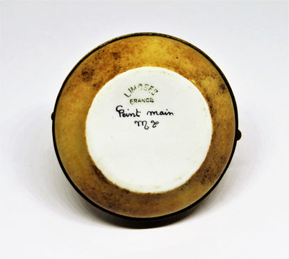 LIMOGES FRANCE BOX - DOMED CHEESE SERVER & KNIFE - CAMEMBERT - FROMAGE & LEAVES