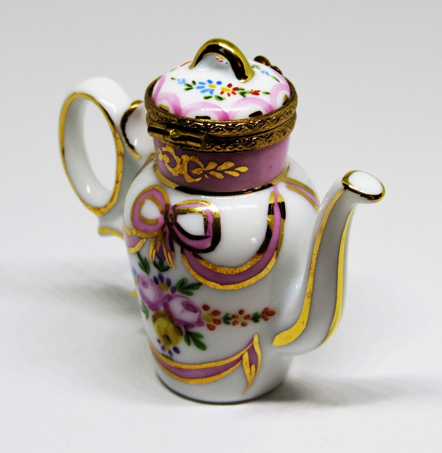 LIMOGES FRANCE BOX ~ ROCHARD ~ FLORAL TEAPOT ~ ROSES ~ TEA POT ~ COFFEE POT