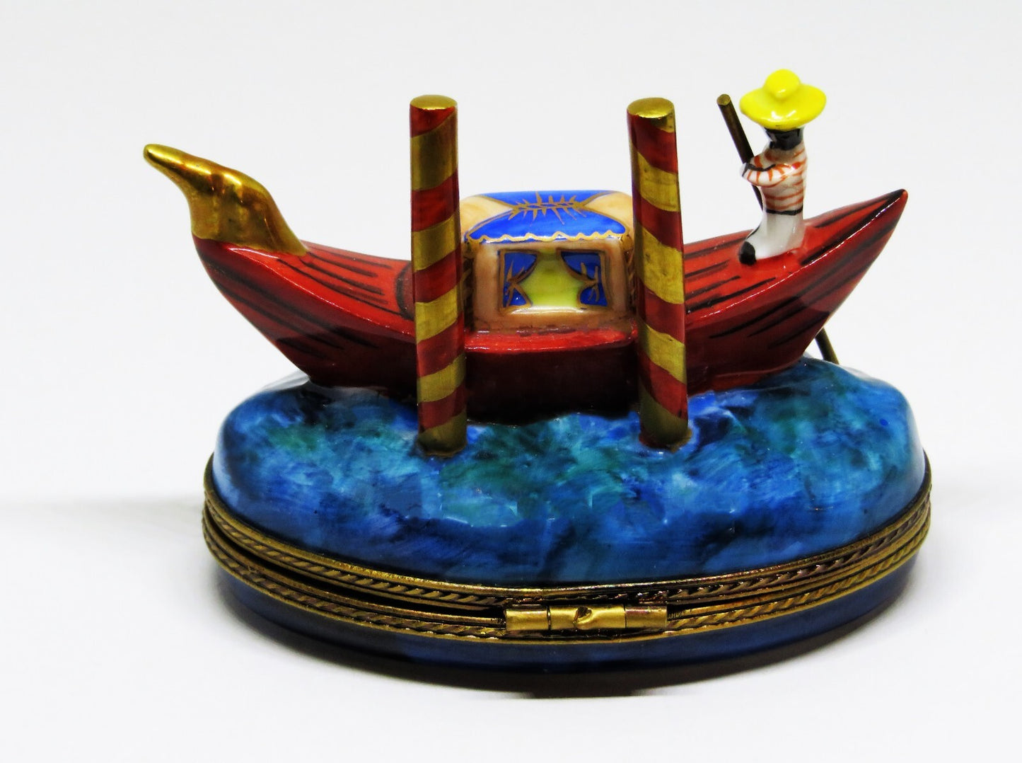 LIMOGES FRANCE BOX- GERARD RIBIERRE - GONDOLA & 3D CARNIVAL MASK INSIDE - VENICE