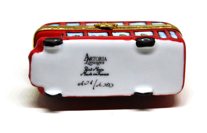 LIMOGES BOX ~ARTORIA~ "LONDON" ~ RED ENGLISH DOUBLE DECKER BUS - CROWN CLASP -LE