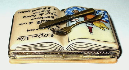 LIMOGES BOX- COOKBOOK & COQ AU VIN RECIPE - KNIFE & FORK - FRENCH CHEF - CHICKEN