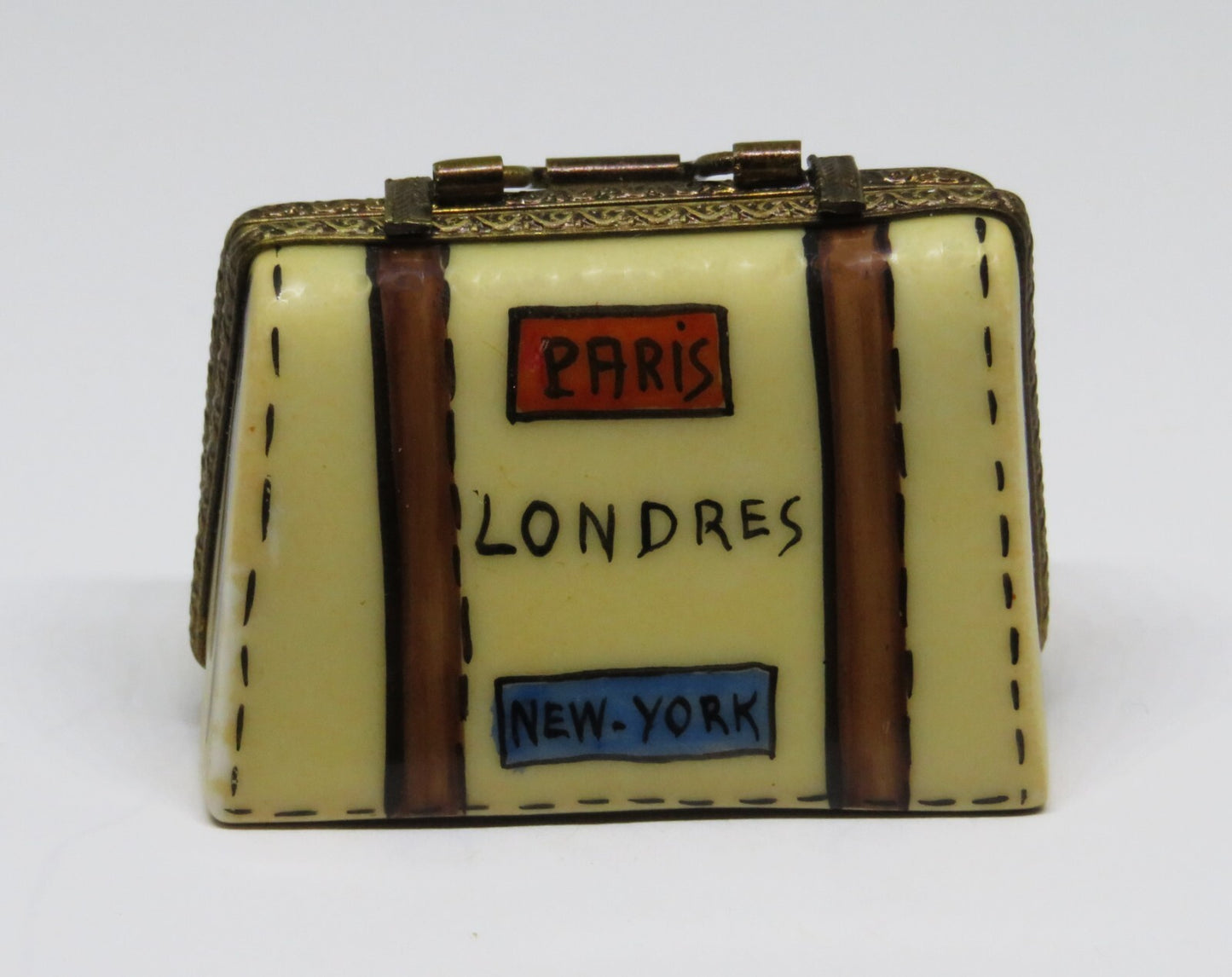 LIMOGES FRANCE BOX - BRIEFCASE & TRAVEL LABELS - PORTFOLIO - FOUNTAIN PEN INSIDE