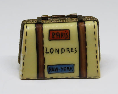 LIMOGES FRANCE BOX - BRIEFCASE & TRAVEL LABELS - PORTFOLIO - FOUNTAIN PEN INSIDE