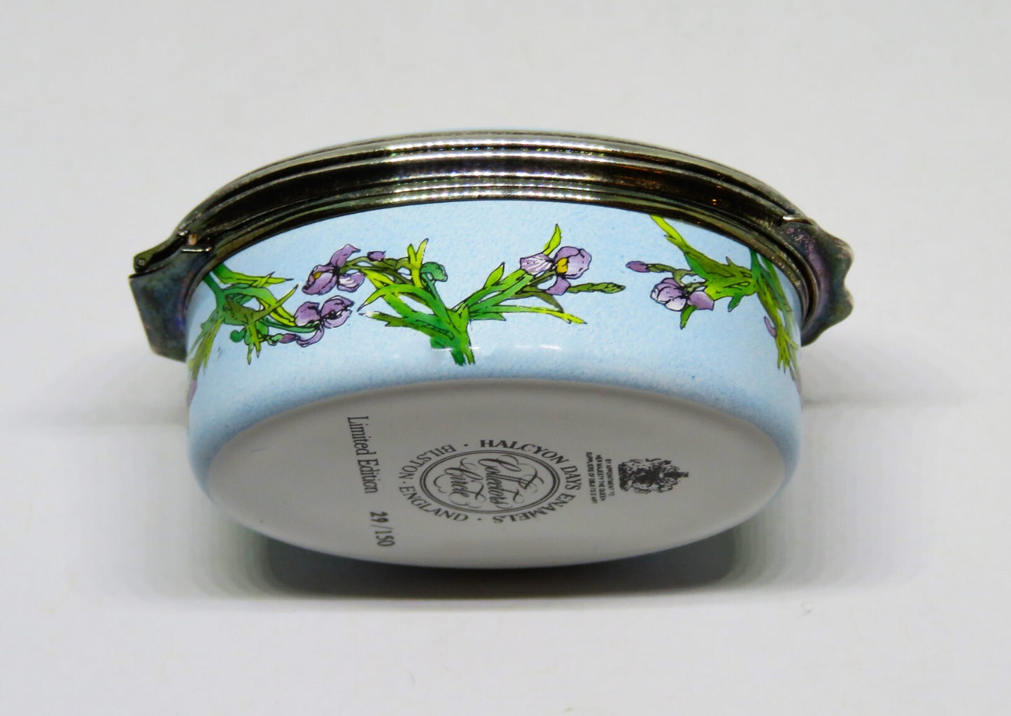 HALCYON DAYS ENAMEL BOX - ACTRESS SARAH BERNHARDT -IRISES- ALPHONSE MUCHA POSTER
