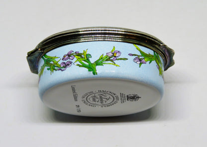 HALCYON DAYS ENAMEL BOX - ACTRESS SARAH BERNHARDT -IRISES- ALPHONSE MUCHA POSTER