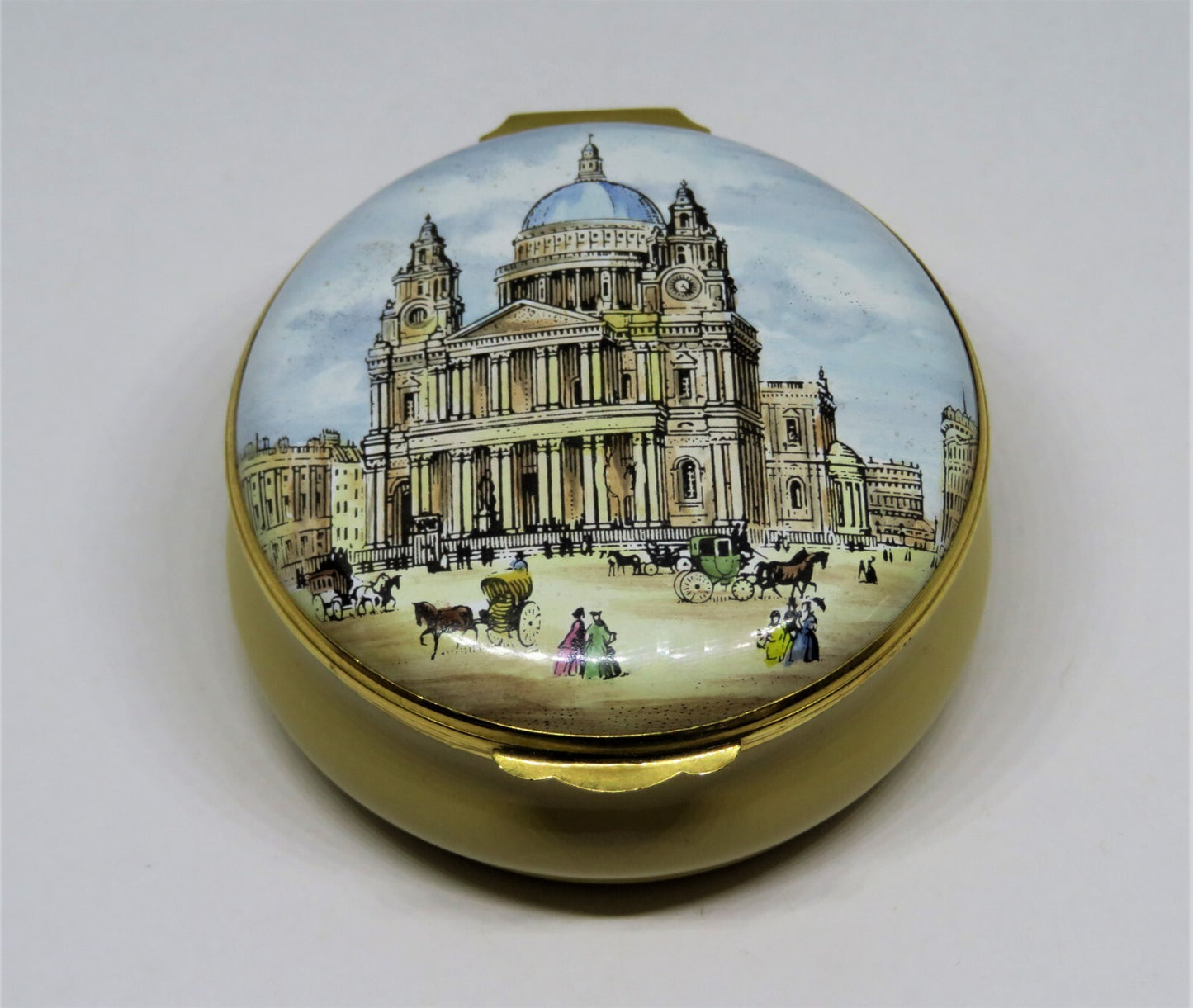 CRUMMLES ENGLISH ENAMEL BOX - VINTAGE VICTORIAN SCENE - ST. PAUL'S CATHEDRAL