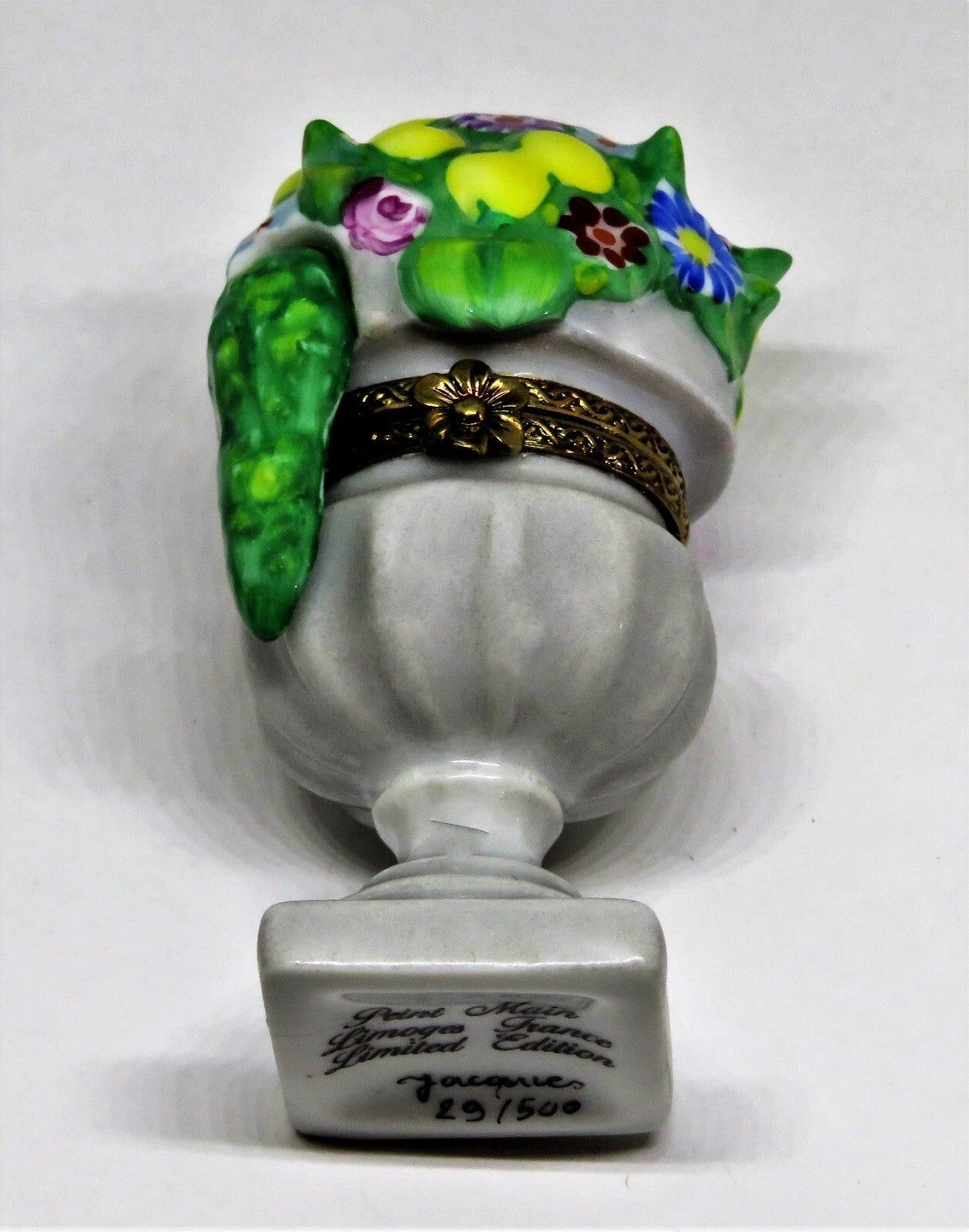 LIMOGES FRANCE BOX - GARDEN PLANTER - URN WITH FLOWERS & LEMONS - LE 29/500