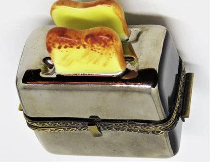 LIMOGES FRANCE BOX~ GR ~ RETRO CHROME TOASTER ~ 3D PIECE OF TOAST & JELLY INSIDE