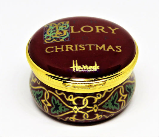 CRUMMLES ENAMEL BOX - HARRODS CHRISTMAS 1990 - "THE GLORY OF CHRISTMAS"